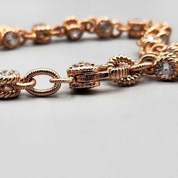 Rose Gold Tone Matching 925 Silver Bracelets Cubic Zirconia Thailand Lot of 2 - Picture 9 of 10